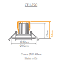 Domus Cell Frame T90 Tilt Cut-out to suit LED Downlight 5CCT - White / Black - 27054, 27055 - Domus Lighting