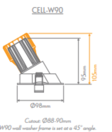 Domus Cell Frame W90 Wall Washer Cut-out to suit LED Downlight 5CCT - White / Black - 27056, 27057 - Domus Lighting