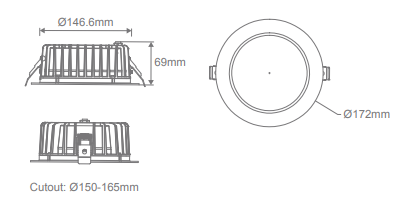 
Domus Neo-Pro Round Recessed Dimmable LED Downlight Kit Tri - Black 25W 240V IP65 - 20917
