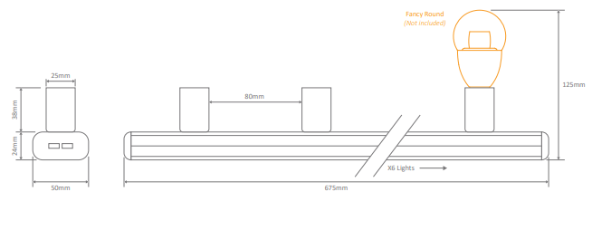 Domus Hollywood Light 675MM 6LT LED Wall Light Black / Chrome / Satin Chrome / White 240V IP20 - 16336, 16338, 16341, 16342 - Domus Lighting