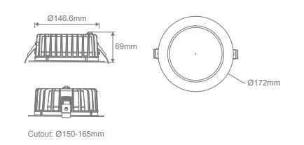 Domus Neo-Pro Round Recessed Dimmable LED Downlight Kit Tri - White 25W 240V IP65 - 20918, 21883