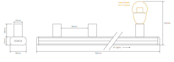 Domus HL - 804 7LT Hollywood Interior Wall Light White / Black / Chrome / Satin Chrome 240V IP20 - 16345, 16347, 16350, 16351