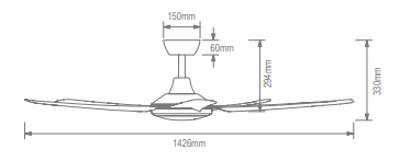 Domus Hover 5 Blade 56in. with Dimmable LED Light Ceiling Fan Tri - Black / White 26W 240V - 60070, 60071 - Domus Lighting