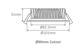 Domus Tek-13 Round Dimmable LED Downlight Kit Tri - White 13W 240V IP44 - 20443
