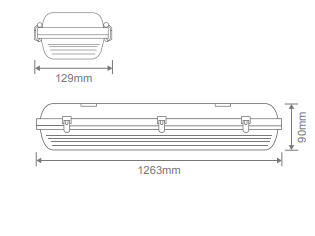 Domus Hydro-120 200mm Emergency Batten LED Weatherproof Tri - 15/30W 240V IP65 - 66021, 66022, 66023 - Domus Lighting