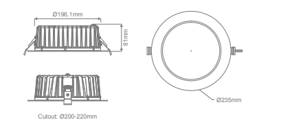 Domus Neo-Pro Round Recessed Dimmable LED Downlight Kit Tri - White 35W 240V IP65 - 20920, 21611, 21886 - Domus Lighting