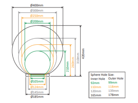 Domus Polysphere 250mm Garden Step and Up Lights Opal / Smoke IP44 - 18601, 18602 - Domus Lighting