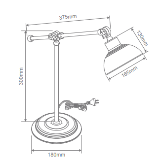Domus Tinley Desk Table Lamp Antique Chrome/ Antique Brass/ Antique Copper 240V IP20 - 22525, 22526, 22527