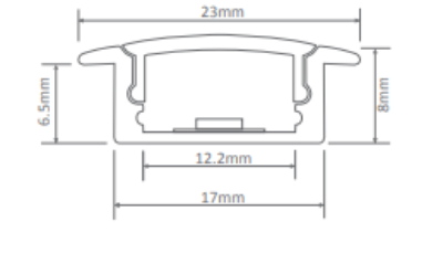 Domus NOVA-17-REC 1M C/W DIFF LED Channels and Accessories Aluminium / Black / White - 22048, 22092, 22093