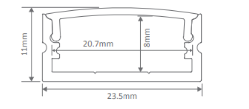 Domus NOVA-24-SM PROFILE 1M C/W DIFFUSER LED Channels and Accessories Aluminium / Black / White - 22434, 22435, 22436