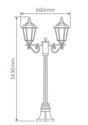 Domus CHESTER 2LT 1.49M Post LED Flood Light Beige / Black / Burgundy / Green / White IP43 - 14996, 14997, 14998, 14999, 15001 - Domus Lighting