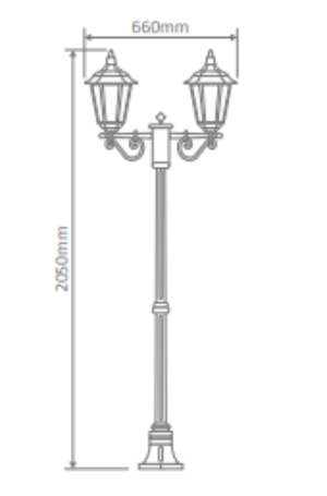 Domus CHESTER 2LT 2.11M Post LED Flood Light Beige/ Black/ Burgundy/ Green/ White IP43 - 15008, 15009, 15010, 15011, 15013