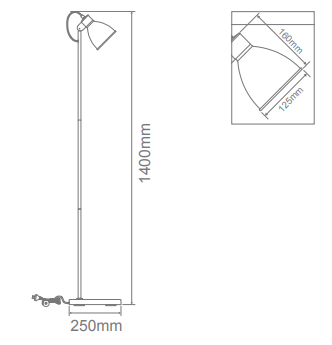Domus LEAH-FL Floor Lamp Black/ White 240V IP20 - 22540, 22539