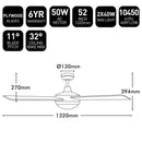 Brilliant TEMPEST-II 52in. Light with Ceiling Fan White/ Black/ Brushed Aluminium 50W 240V - 99988/05, 99988/06, 99988/13