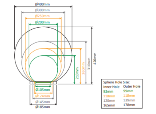 Domus Polysphere 400mm Garden Step and Up Lights Opal / Smoke IP44 - 18605, 18606 - Domus Lighting