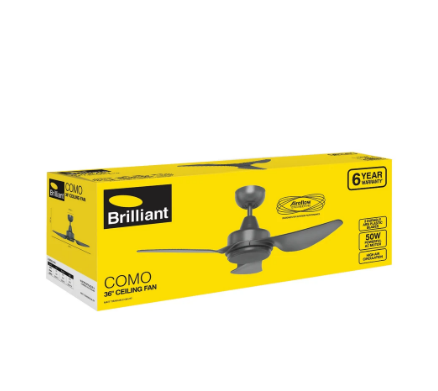 Brilliant COMO- 36in. with ABS Blades Ceiling Fan Matt Black/ Matt Titanium 50W 240V- 21341/06, 21341/77