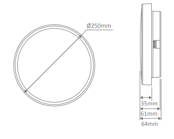 Domus Easy-250mm Round Dimmable LED Oysters Tri- White 10W 240V IP54 - 20954
