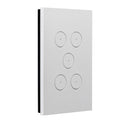 Clipsal Push Button Switch, Saturn Zen, LED, 5 Gang Black/ White 250V- Z4065PBL-ZB, Z4065PBL-ZW