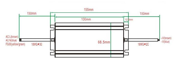 Azoogi Non-dimmable Waterproof Driver 150W 12V IP67 - ADR009