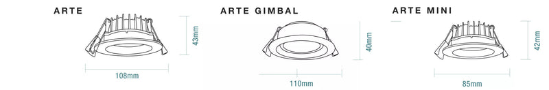 Martec Arte Gimbal LED Downlights Tri - Matt White 10W 220-240V IP44 - TLAG34510WD