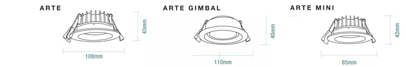 Martec Arte Mini LED Downlights Tri - Matt White 8W 220-240V IP44 - TLAM34510WD