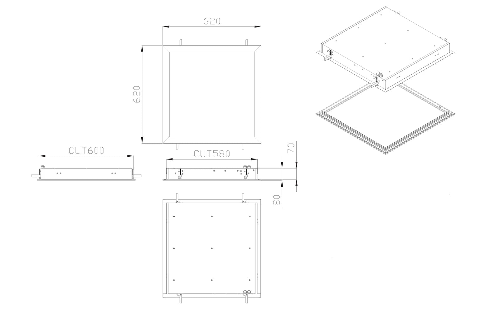 SAL BISMARCK II S9794 LED Panels and Troffers 4000K White 34/53W 240V - S9794