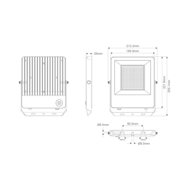 Domus BLAZE PRO LED Flood Lights Tri- White/ Black 50/70/100W / 100/150/200W / 20/30/50W 240V IP66- BLAZE PRO