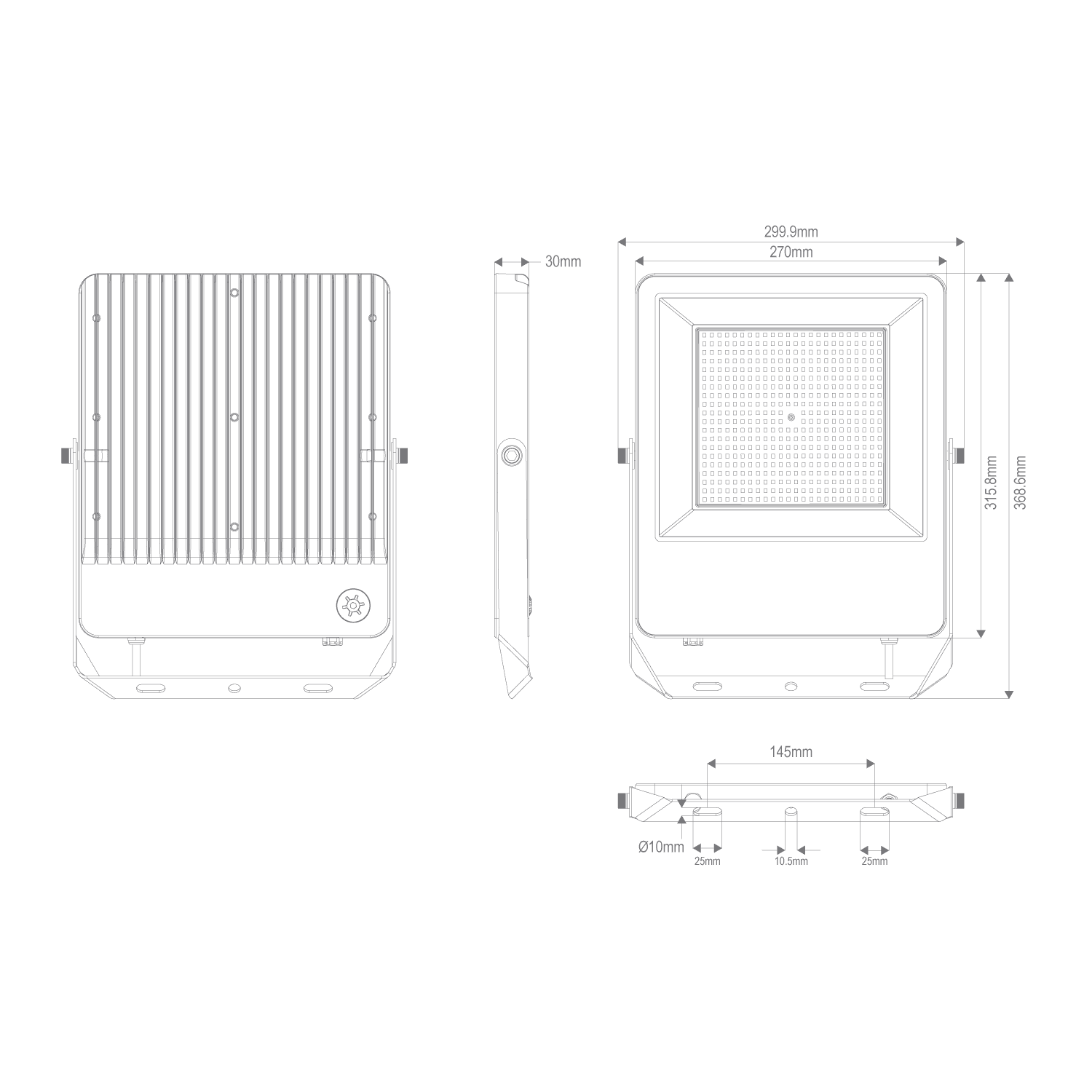 Domus BLAZE PRO LED Flood Lights Tri- White/ Black 50/70/100W / 100/150/200W / 20/30/50W 240V IP66- BLAZE PRO