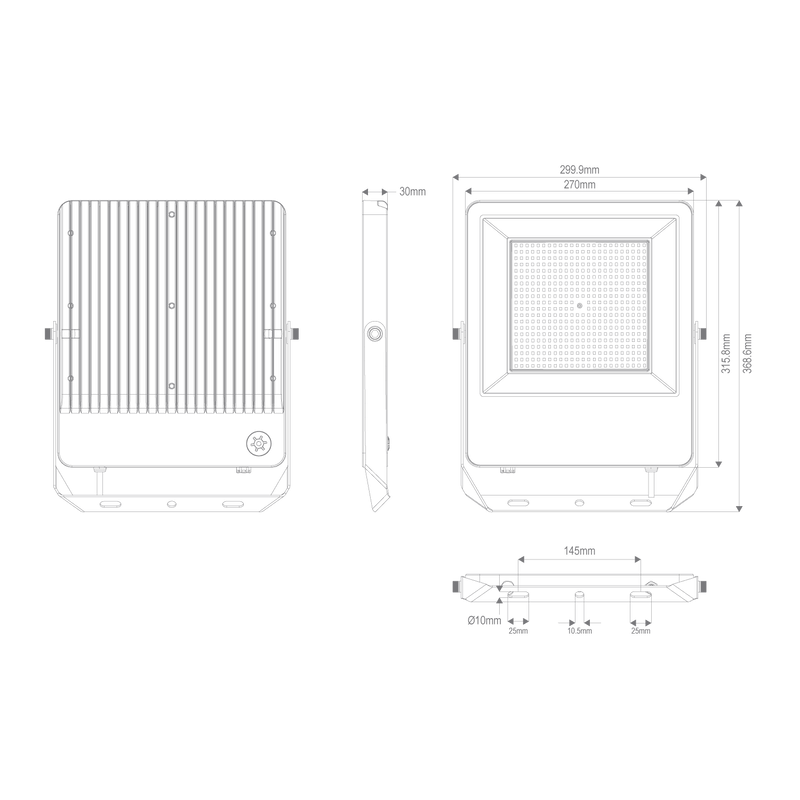 Domus BLAZE PRO LED Flood Lights Tri- White/ Black 50/70/100W / 100/150/200W / 20/30/50W 240V IP66- BLAZE PRO