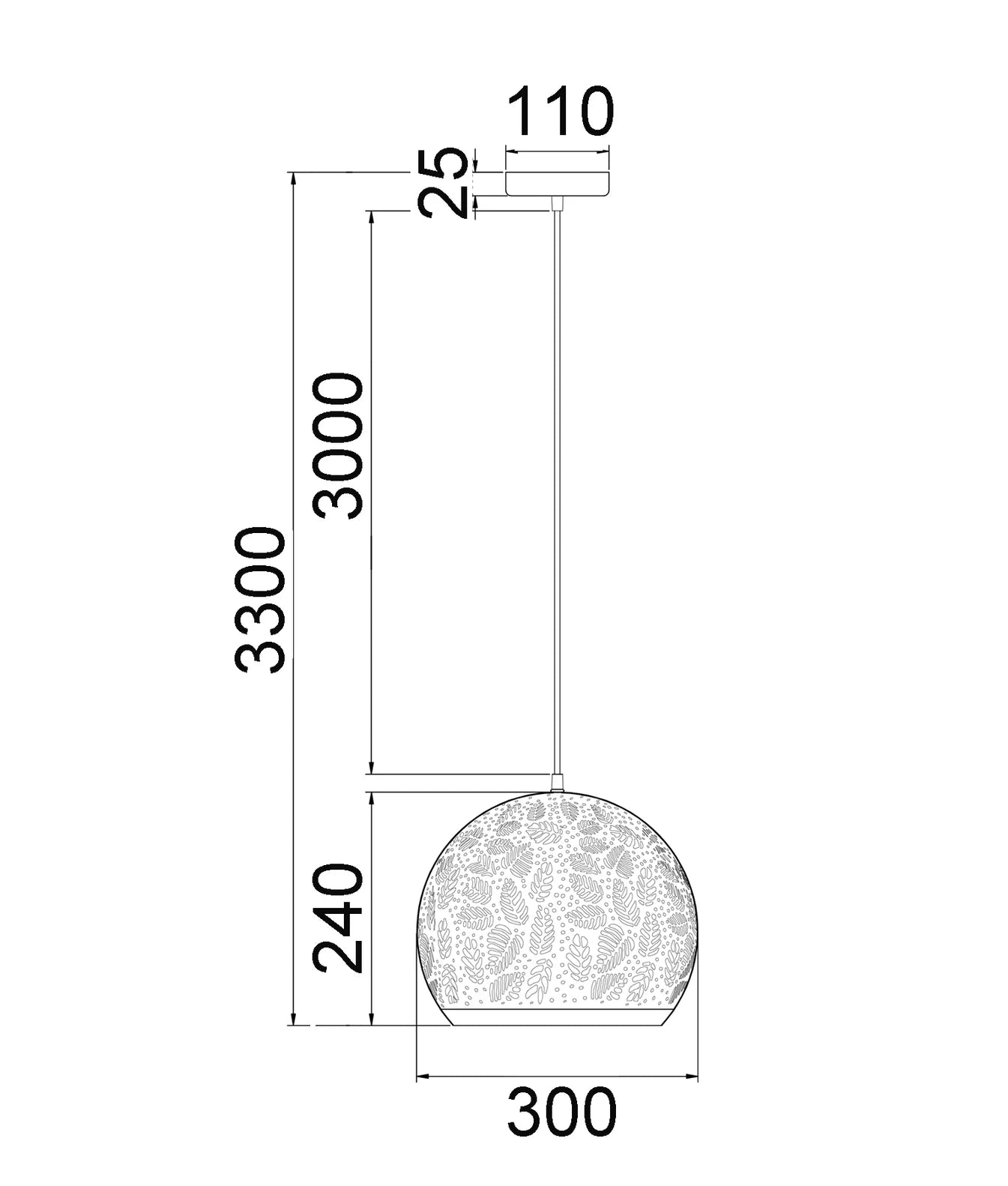 CLA BOTANICA: Bohemian Embossed Dome Shape Interior Pendant Black/ Coffee 240V- BOTANICA02A, BOTANICA03A