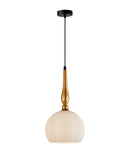 CLA CALIZ: Frosted Wine Glass Ribbed Interior Pendants Brass / Black 220-240V - CALIZ