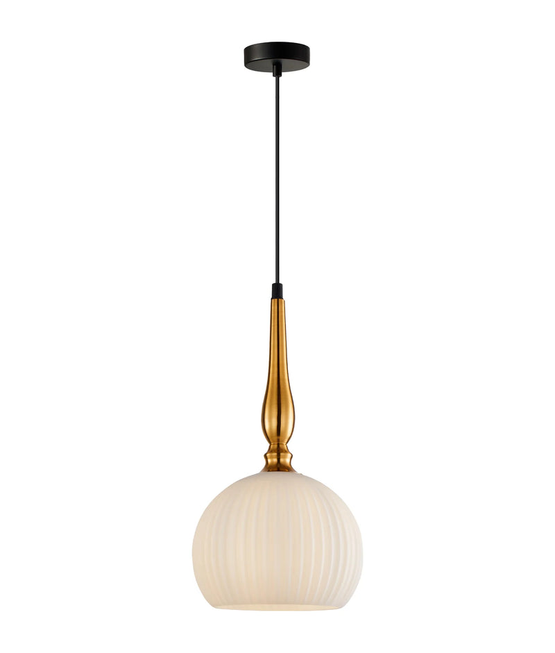 CLA CALIZ: Frosted Wine Glass Ribbed Interior Pendants Brass / Black 220-240V - CALIZ