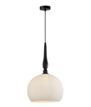 CLA CALIZ: Frosted Wine Glass Ribbed Interior Pendants Brass / Black 220-240V - CALIZ