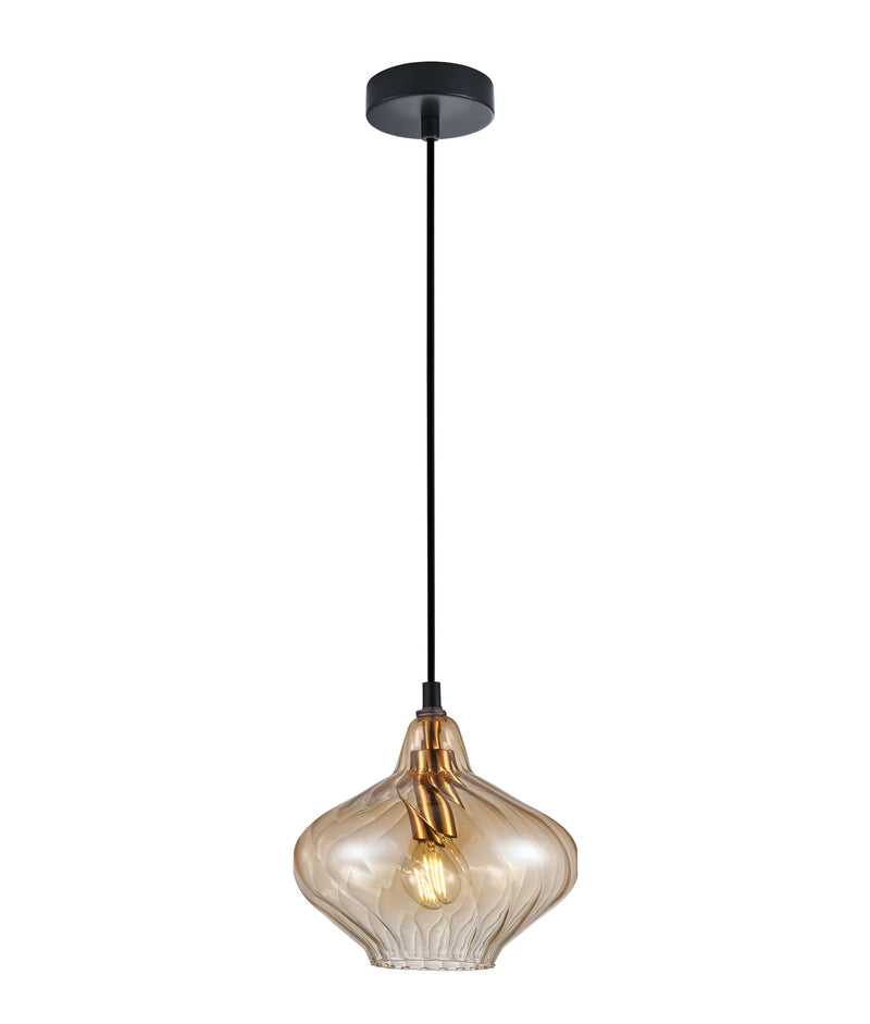 CLA CAMPANA: Interior Wine Glass Shape Ribbed Interior Pendants Smokey Black / Purple / Green / Amber 240V - CAMPANA - CLA Lighting