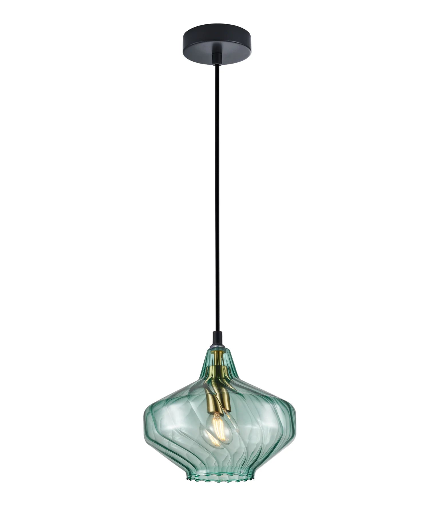 CLA CAMPANA: Interior Wine Glass Shape Ribbed Interior Pendants Smokey Black/ Purple/ Green/ Amber 240V - CAMPANA