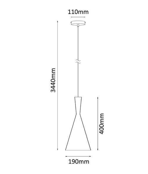 CLA Caviar Hat/ Bell or Cone Interior Pendant Black 220-240V- CAVIAR6