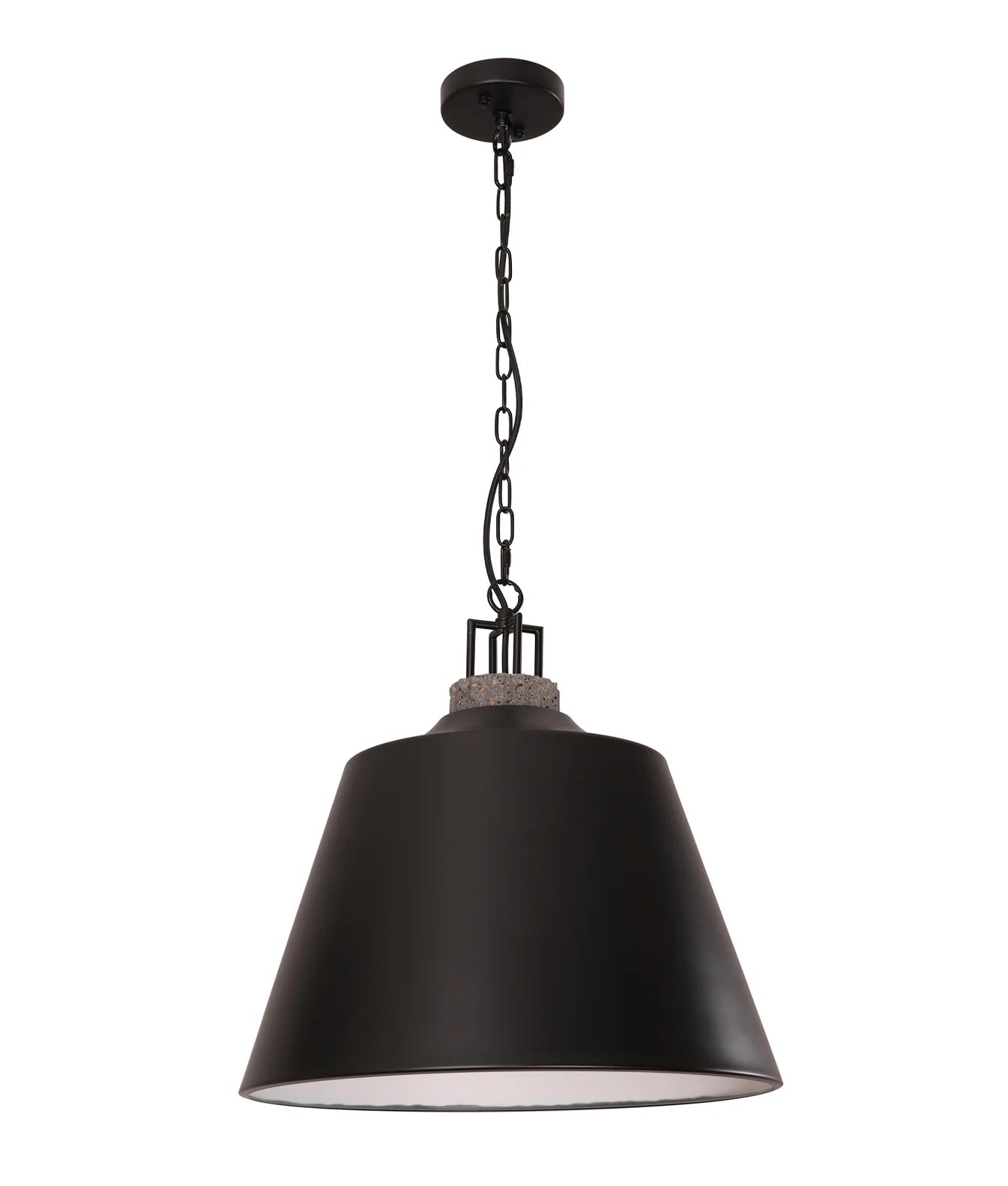 CLA CLOCHE: Metal Shade with Travertine Highlight Bell Shape Interior Pendants Black/ White/ Antique Brass 240V- CLOCHE