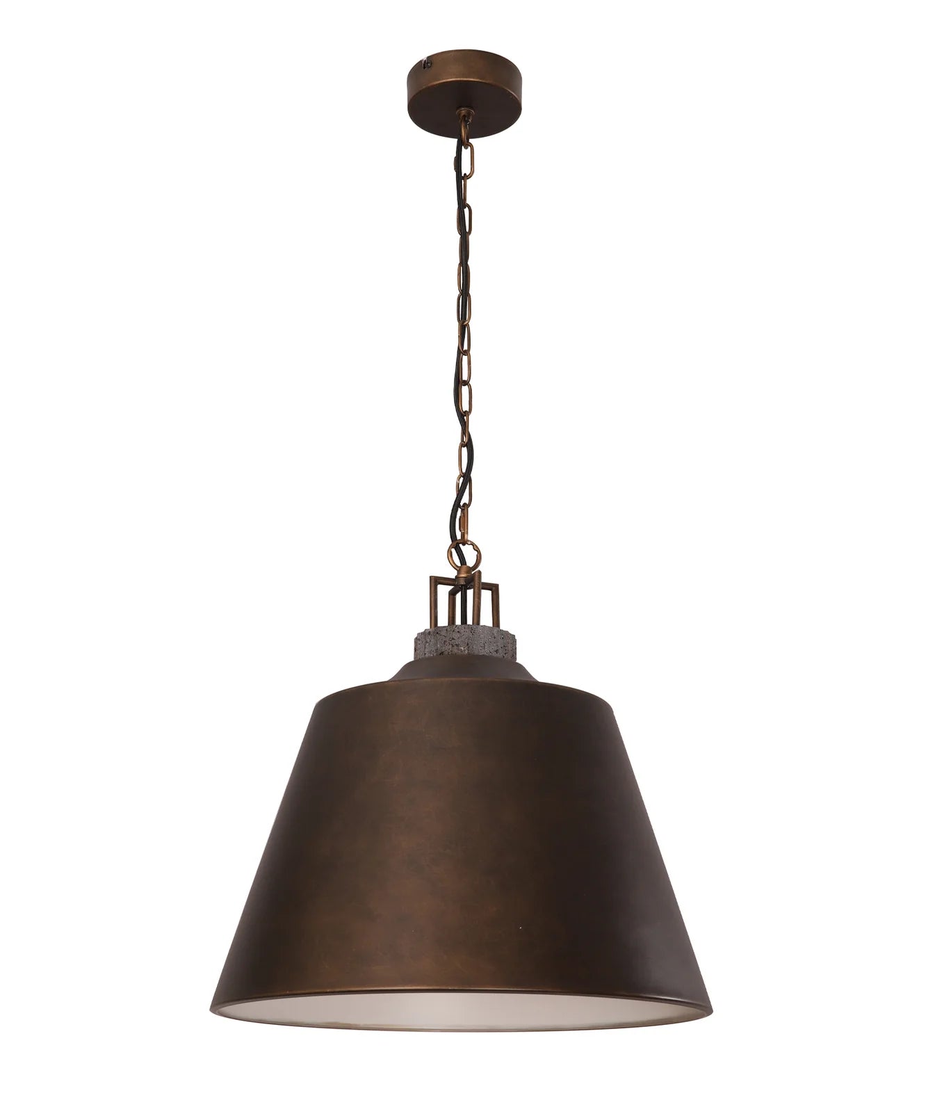 CLA CLOCHE: Metal Shade with Travertine Highlight Bell Shape Interior Pendants Black/ White/ Antique Brass 240V- CLOCHE