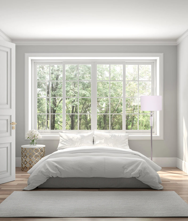 CLA CRISTALLO: Interior Drum Shade Chrome Rod with Crystal Highlight Floor Lamp White- CRISTALLO-F1