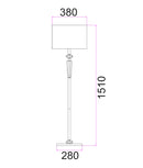 CLA CRISTALLO: Interior Drum Shade Chrome Rod with Crystal Highlight Floor Lamp White- CRISTALLO-F1