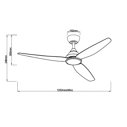 SAL CROYDON 48 + SACF11/48/3/L 3 Blade Ceiling Fans Black/ White 48W 240V- SACF11/48/3/L