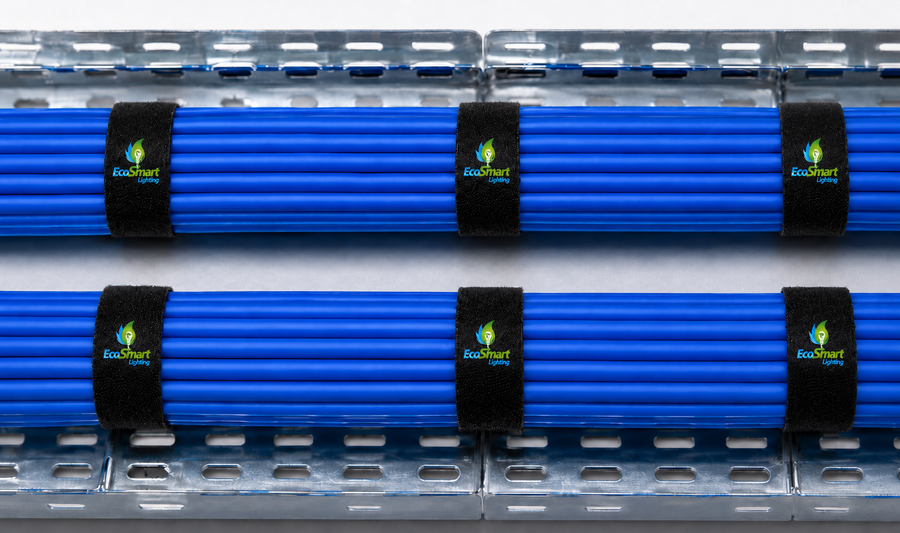 Organised cable bundle secured with custom printed Ezy Ties