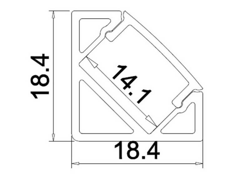 Azoogi Corner LED Channel and Accessories 1818 Anodised Aluminium - PR009