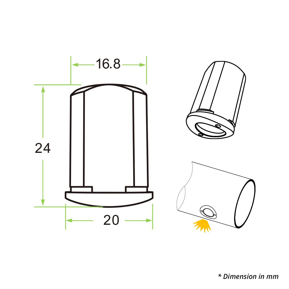 Azoogi Symmetric 30° Handrail Spot Light 4000K 1.5W 24V IP67 - HRS012
