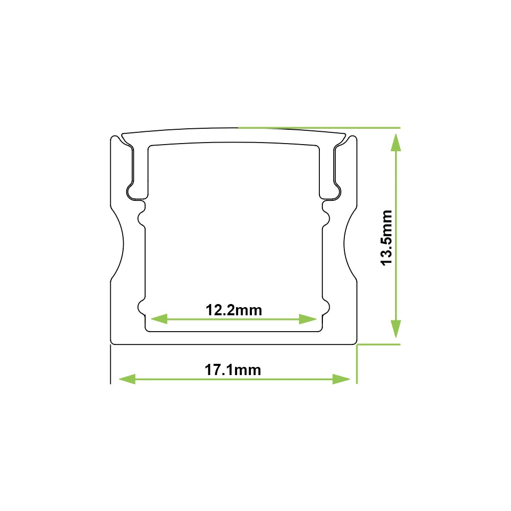 Azoogi 17.1mm x 15.3mm Surface Mounted Profiles- PR006: Aluminium Surfaced Profile