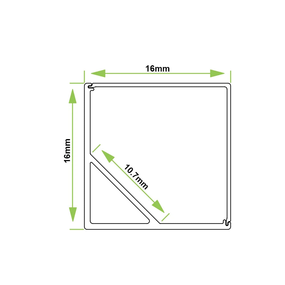Azoogi 16mm x 16mm Square Corner Aluminium Profile- PR007: Aluminium Corner Profile (Square)