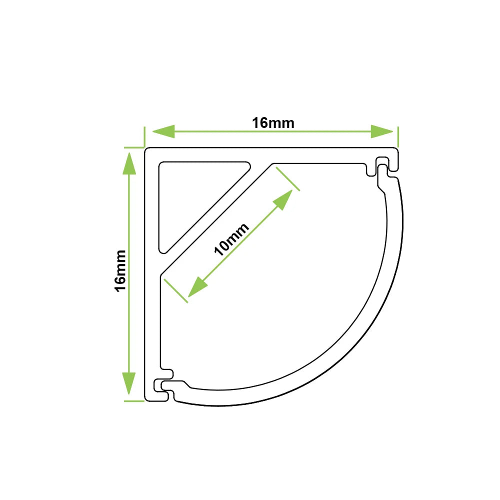 Azoogi 16mm x 16mm Round Corner Aluminium Profile- PR008: Aluminium Corner Profile (Round)