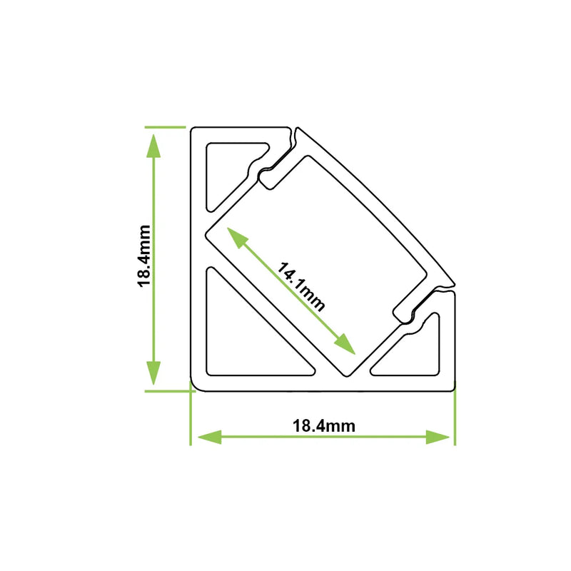 Azoogi 18.4mm x 18.4mm Flat Corner Aluminium Profile- PR009: Aluminium Corner Profile (Flat)