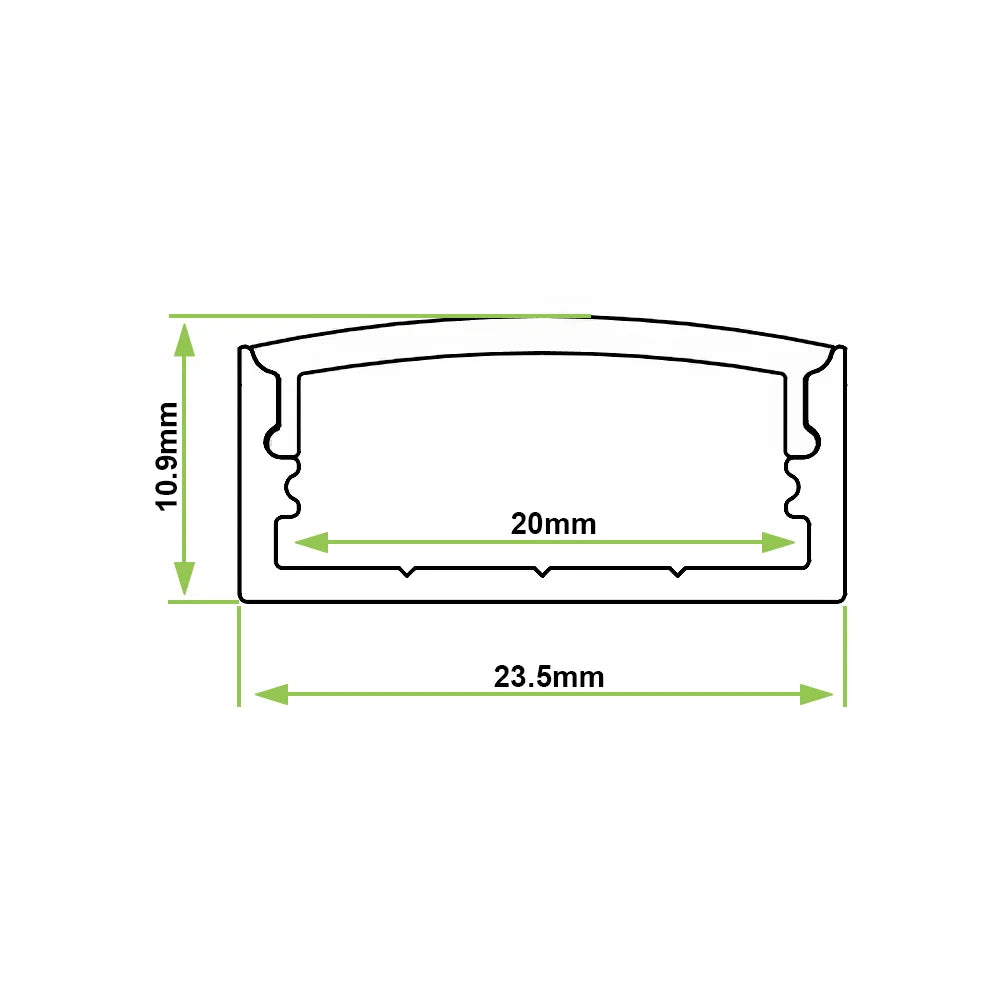 Azoogi 23.5mm x 10.9mm Surface Mounted Profiles- PR016: Aluminium Surface Profile