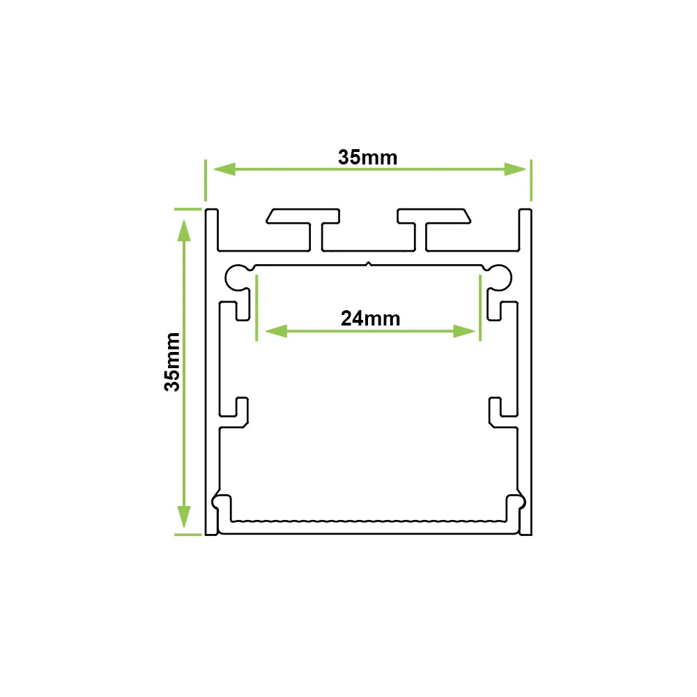Azoogi 35mm x 35mm Surface/Suspended Profiles- PR021: Aluminium Profile (Surface Mounted/Suspended)